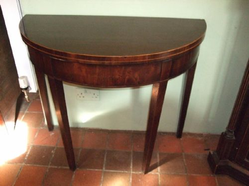 George 3rd Demi Lune Mahogany & Inlaid Tea Table