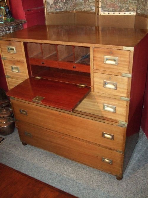 Victorian Mahogany Military/campaign Secretaire Chest