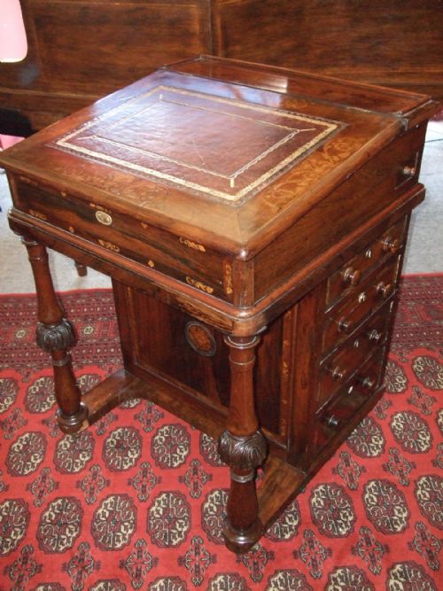 Victorian Rosewood Inlaid Davenport Desk