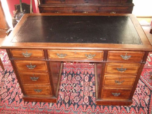 Edwardian Mahogany Pedestal Desk Stamped “Jas Shoolbred & Co”