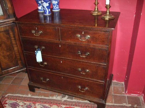 18thc Oak Chest of Drawers with Original Brasses.