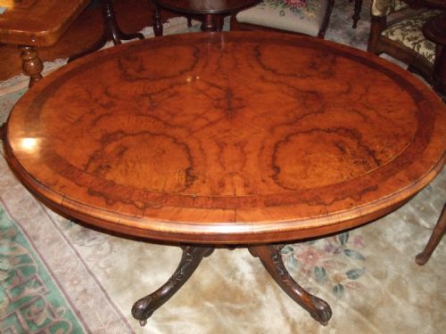 Victorian Burr Walnut with Amboyna Banding Oval Centre Table