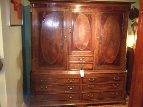 18thc Oak & Mahogany Inlaid House Keepers Cupboard