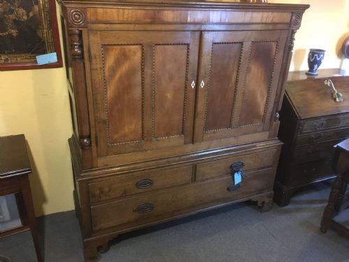 Oak & Mahogany Linen Cupboard Possibly Welsh C.1790