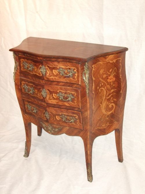 French Inlaid Marquetry Commode Chest Late 19thc