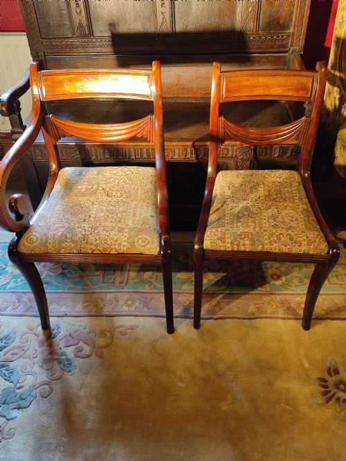 Set of 8 George 3rd Swag Back Mahogany Dining Chairs on Sabre Legs