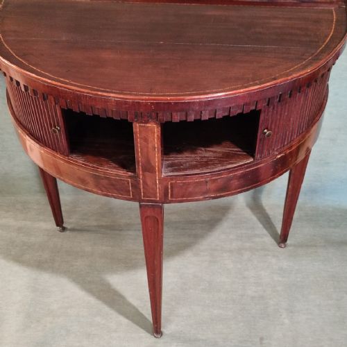 LATE 18THC DUTCH DEMILUNE TAMBOUR FRONT CUPBOARD ON BRASS FEET - ADDITIONAL PHOTO 2