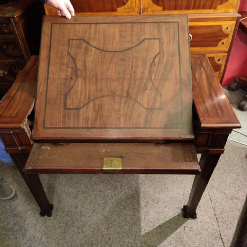 FINE QUALITY METAMORPHIC MAHOGANY INLAID WRITING TABLE 18THC - ADDITIONAL PHOTO 2