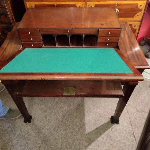 FINE QUALITY METAMORPHIC MAHOGANY INLAID WRITING TABLE 18THC - ADDITIONAL PHOTO 4