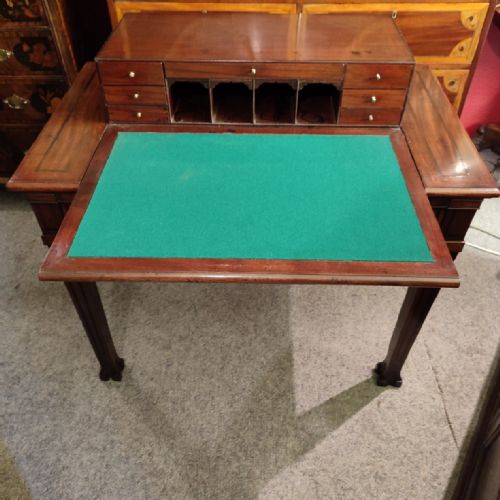 FINE QUALITY METAMORPHIC MAHOGANY INLAID WRITING TABLE 18THC - ADDITIONAL PHOTO 5
