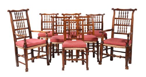 Set of 8 19thc Spindle Back Dining Chairs