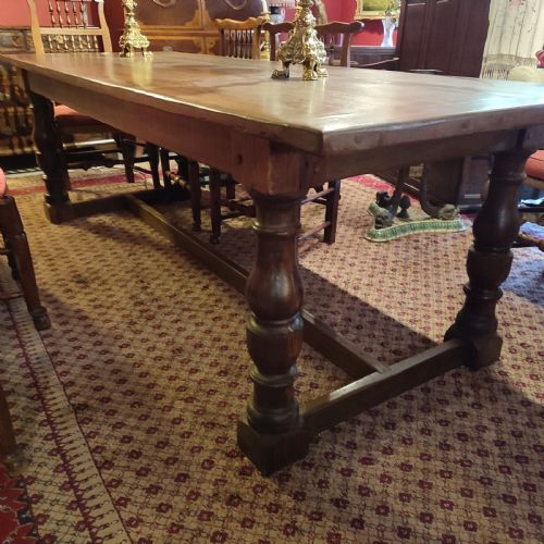 Oak & Red Walnut Refectory Table with 3 Plank Top 19thc.