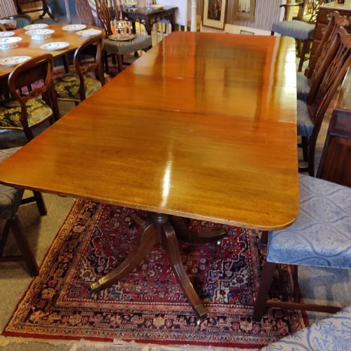 Regency Period Mahogany Double Pedestal Dining Table with Two Leaves