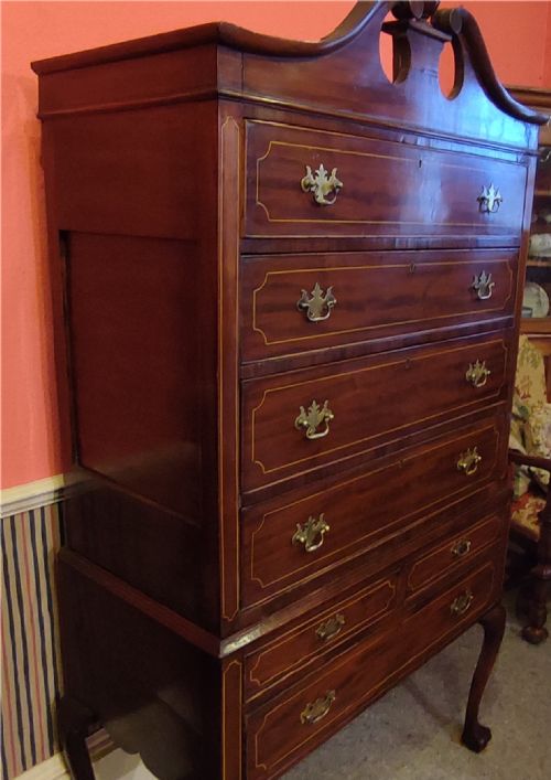 19THC AMERICAN PHILIDELPHIA STYLE MAHOGANY CHEST ON STAND WITH LINE INLAY - ADDITIONAL PHOTO 2
