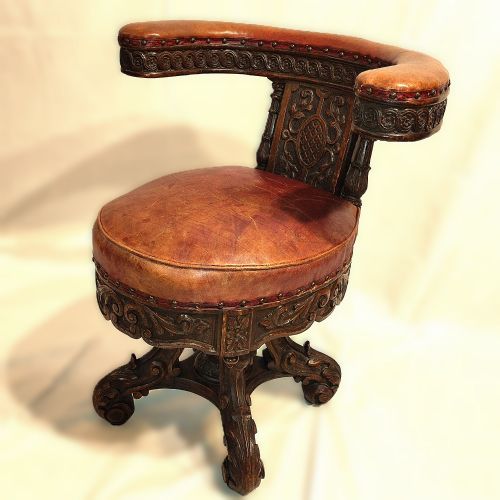 Victorian Carved Oak Cock Fighting Chair