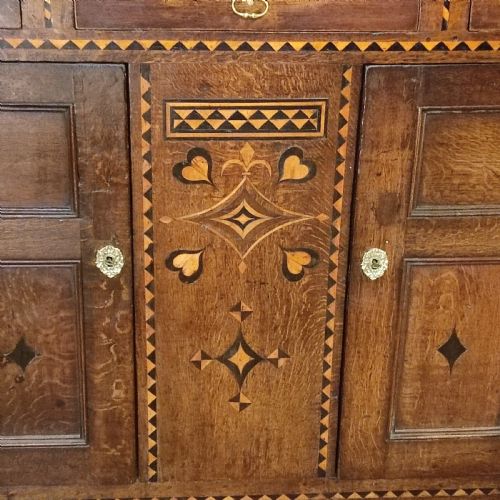 FINE INLAID OAK COURT CUPBOARD DATED 1678 - ADDITIONAL PHOTO 1