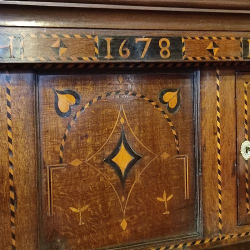 FINE INLAID OAK COURT CUPBOARD DATED 1678 - ADDITIONAL PHOTO 2