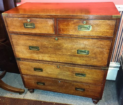 19thc Mahogany Campaign Chest in Two Parts