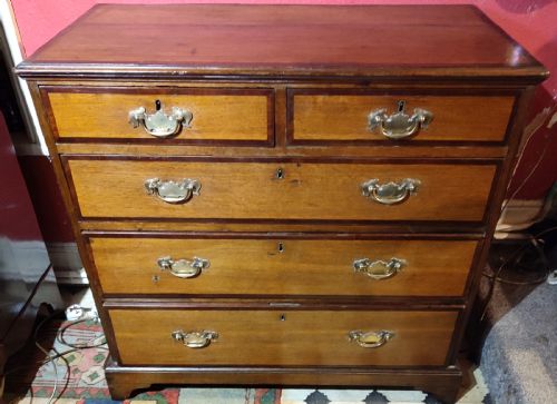 18thc Oak & Mahogany Banded Chest of Drawers