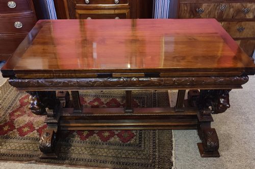 19THC WALNUT EXTENDING DINING TABLE CARVED BASE - ADDITIONAL PHOTO 2