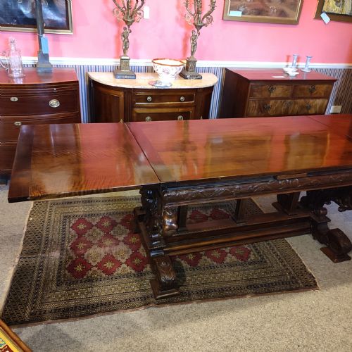 19THC WALNUT EXTENDING DINING TABLE CARVED BASE - ADDITIONAL PHOTO 5