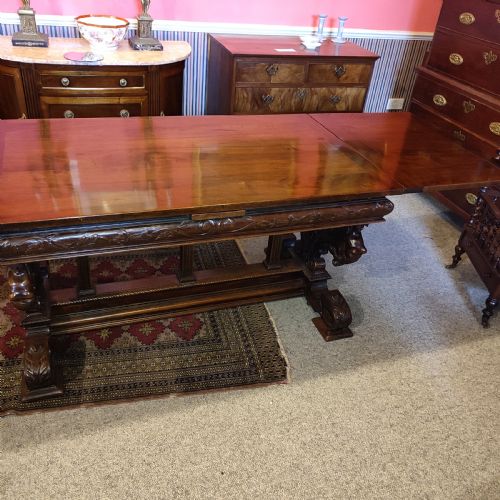 19THC WALNUT EXTENDING DINING TABLE CARVED BASE - ADDITIONAL PHOTO 6