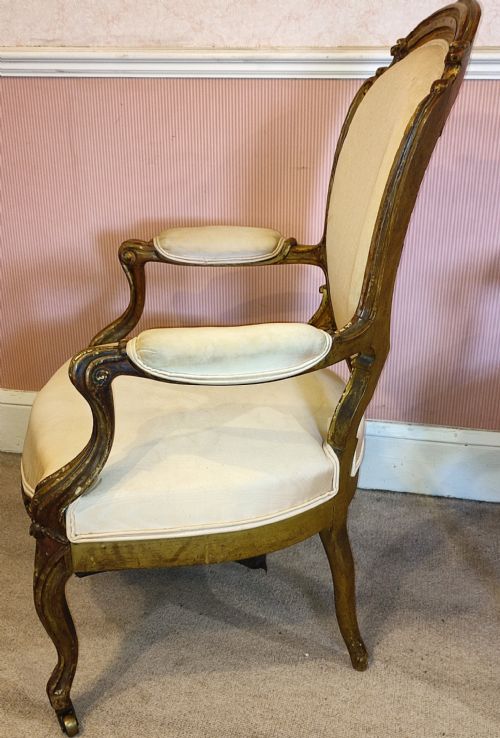 PAIR OF GILTWOOD ARM CHAIRS IN THE FRENCH MANNER 19THC - ADDITIONAL PHOTO 4