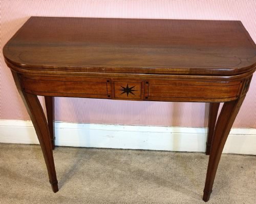 George3rd Mahogany Inlaid Sabre Leg Tea Table