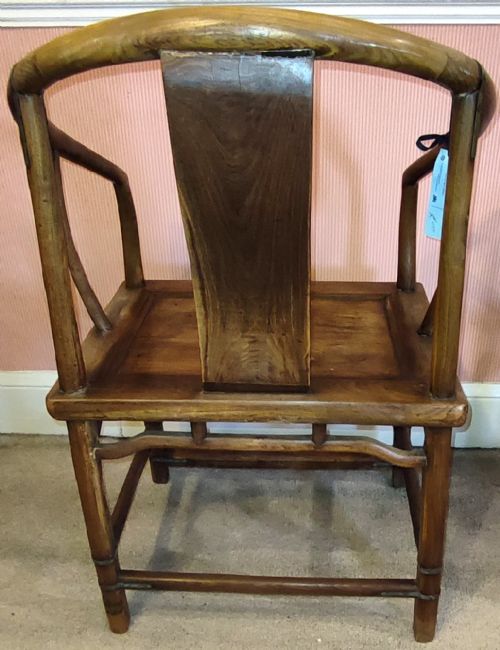 PAIR CHINESE BRASS INLAID ARM CHAIRS 19THC OF HORSESHOE SHAPE - ADDITIONAL PHOTO 5
