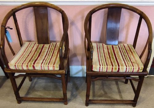 PAIR CHINESE BRASS INLAID ARM CHAIRS 19THC OF HORSESHOE SHAPE - ADDITIONAL PHOTO 6
