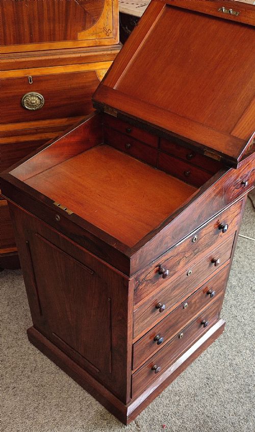 REGENCY SLIDING TOP ROSEWOOD DAVENPORT - ADDITIONAL PHOTO 2