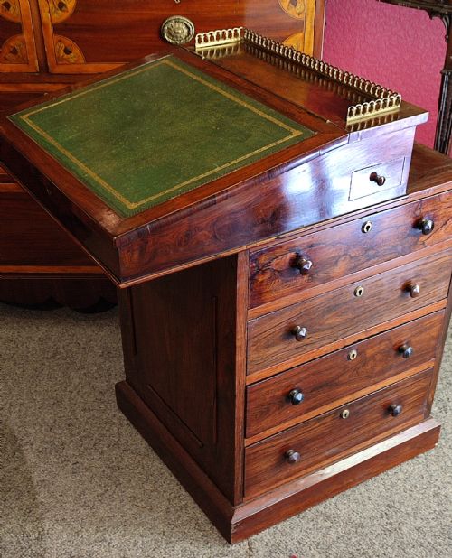REGENCY SLIDING TOP ROSEWOOD DAVENPORT - ADDITIONAL PHOTO 4