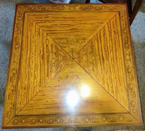 EDWARDIAN INLAID SATINWOOD ENVELOPE CARD TABLE - ADDITIONAL PHOTO 2