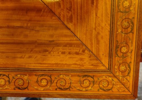 EDWARDIAN INLAID SATINWOOD ENVELOPE CARD TABLE - ADDITIONAL PHOTO 5