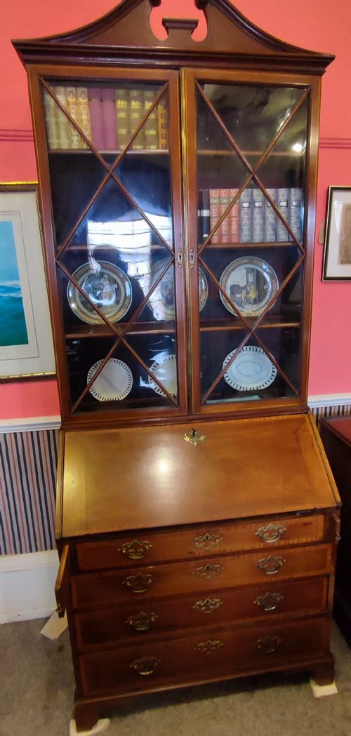 GEORGE 3RD MAHOGANY BUREAU BOOKCASE - ADDITIONAL PHOTO 1
