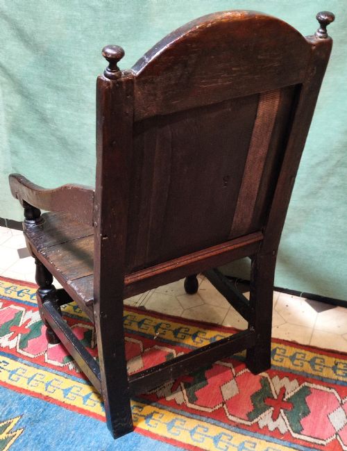 RARE LADIES OR CHILDS 17THC OAK WAINSCOT CHAIR - ADDITIONAL PHOTO 3