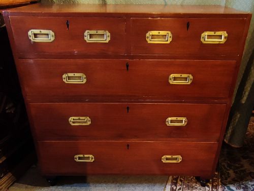 REGENCY PERIOD TEAK WOOD CAMPAIGN CHEST - ADDITIONAL PHOTO 1