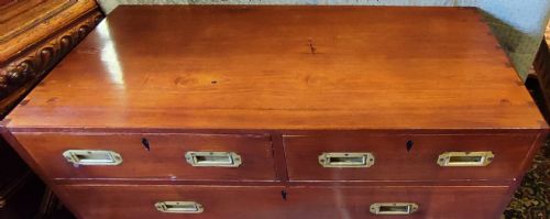 REGENCY PERIOD TEAK WOOD CAMPAIGN CHEST - ADDITIONAL PHOTO 3