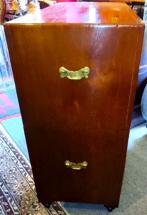 REGENCY PERIOD TEAK WOOD CAMPAIGN CHEST - ADDITIONAL PHOTO 5