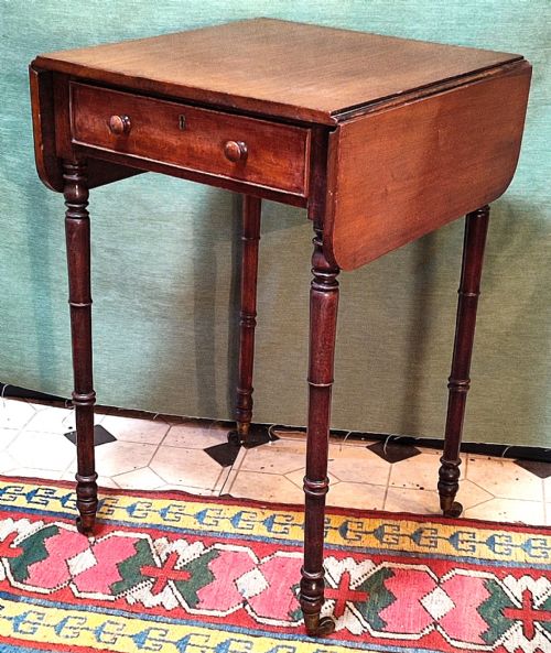 Regency Period Mahogany Drop End Table with Drawer

