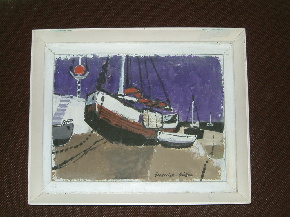 Frederick Griffin Oil on Board “Boats Instow Devon”C.1959
