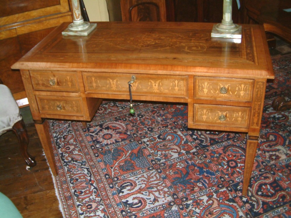Superbly Inlaid Faded Rosewood Edwardian Writing Table