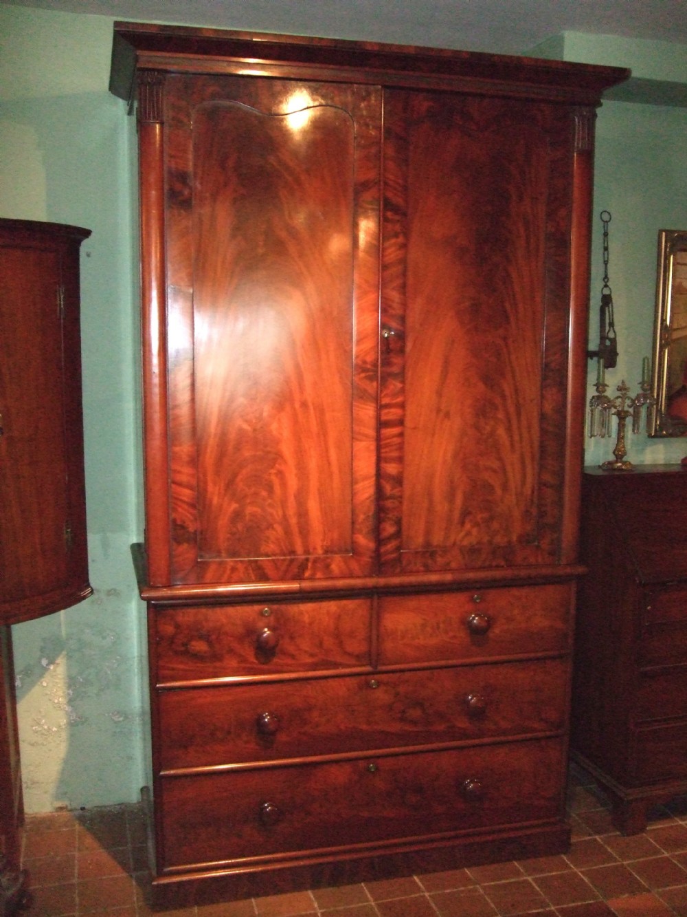 William 4th Mahogany Linen Press