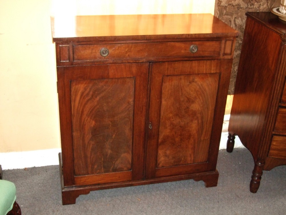 19th C. Mahogany Side Cabinet with Baize Lined Drawer for Cutlery Etc.