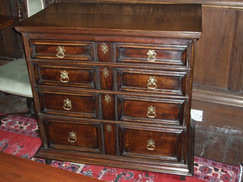 17th Century Oak Geometric Moulded Chest of Drawers.