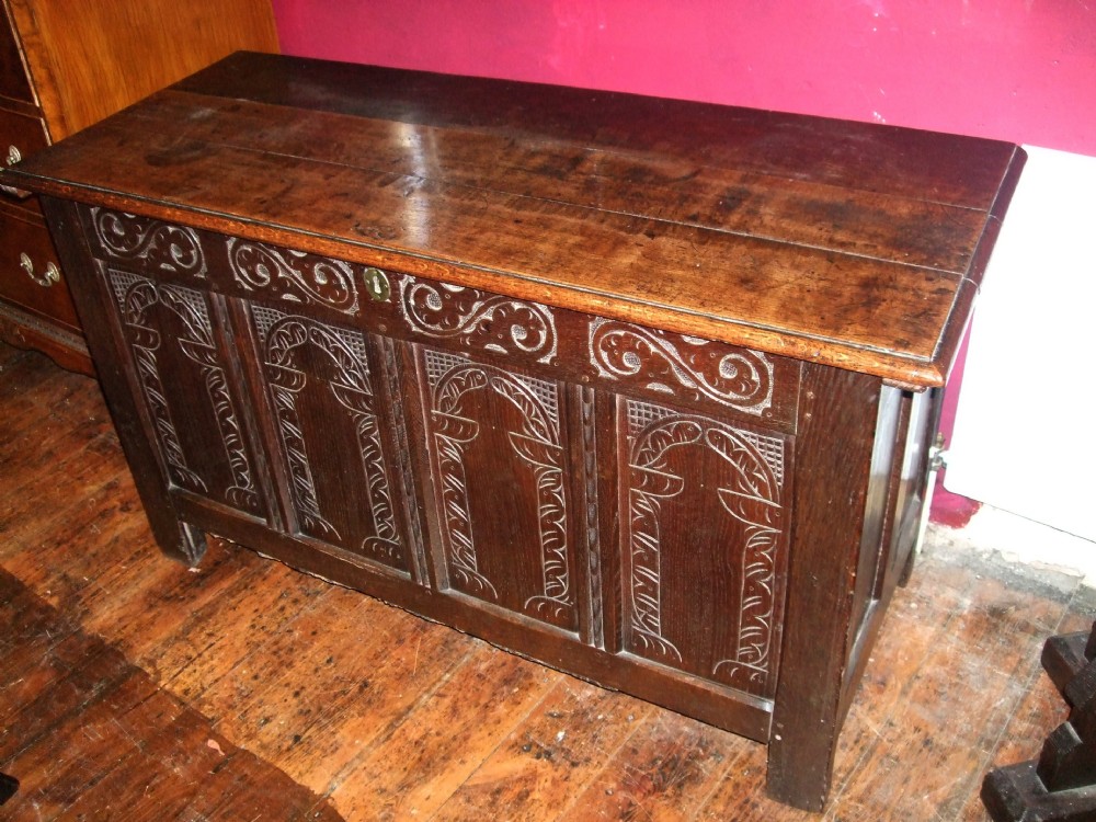 18thC Carved Oak Coffer