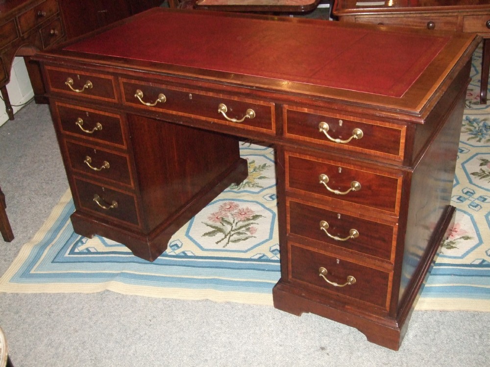 19thC Good Quality Mahogany Pedestal Desk by S&H Jewell