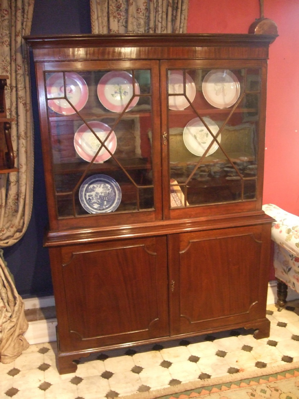 Small Edwardian Mahogany Glazed Bookcase