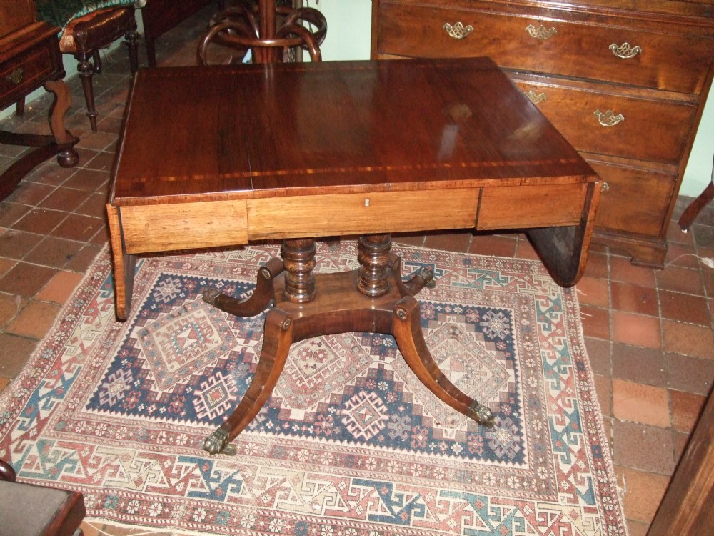 Regency Rosewood Sofa Table with Mahogany Banding