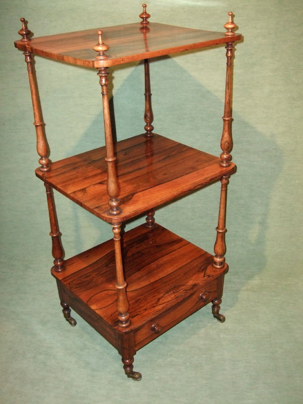 Early Victorian 3 Tier Rosewood What-Not with Drawer.